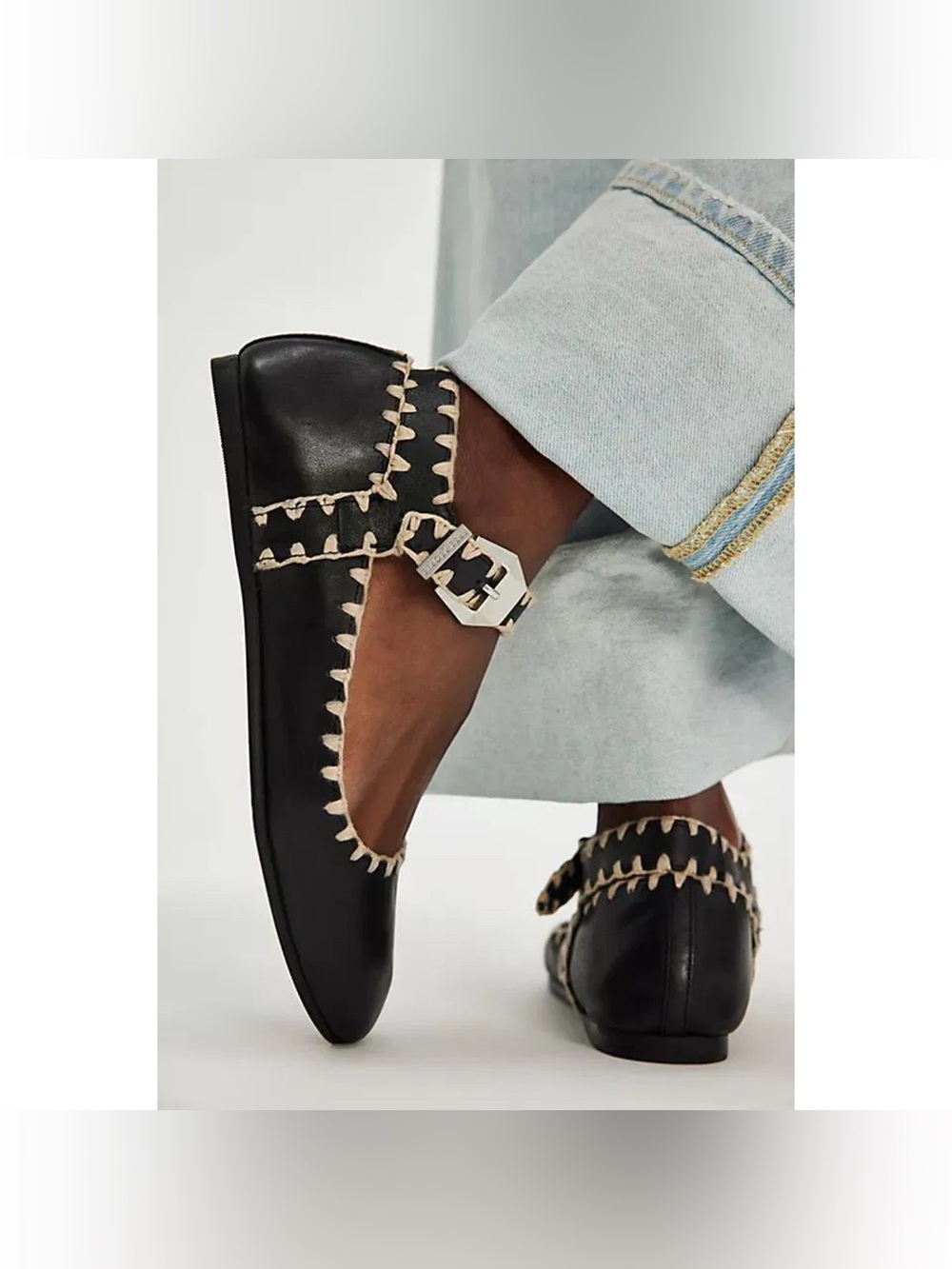 New Free People Crochet Mystic Mary Jane Flats Black 7.5 - Picture 13 of 13